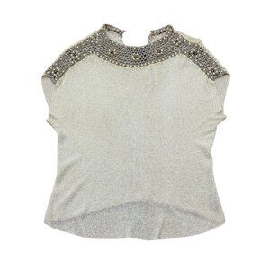 Women’s Vintage Rosanna top cream/pearl neck sleeveless 1950s